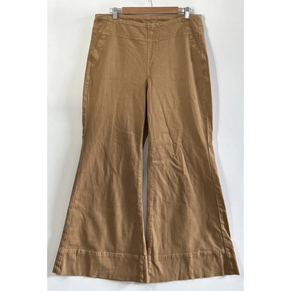 Chicos Pull On Flare Pants Sailor Button High Rise Stretch Sz 14 Chicos 2